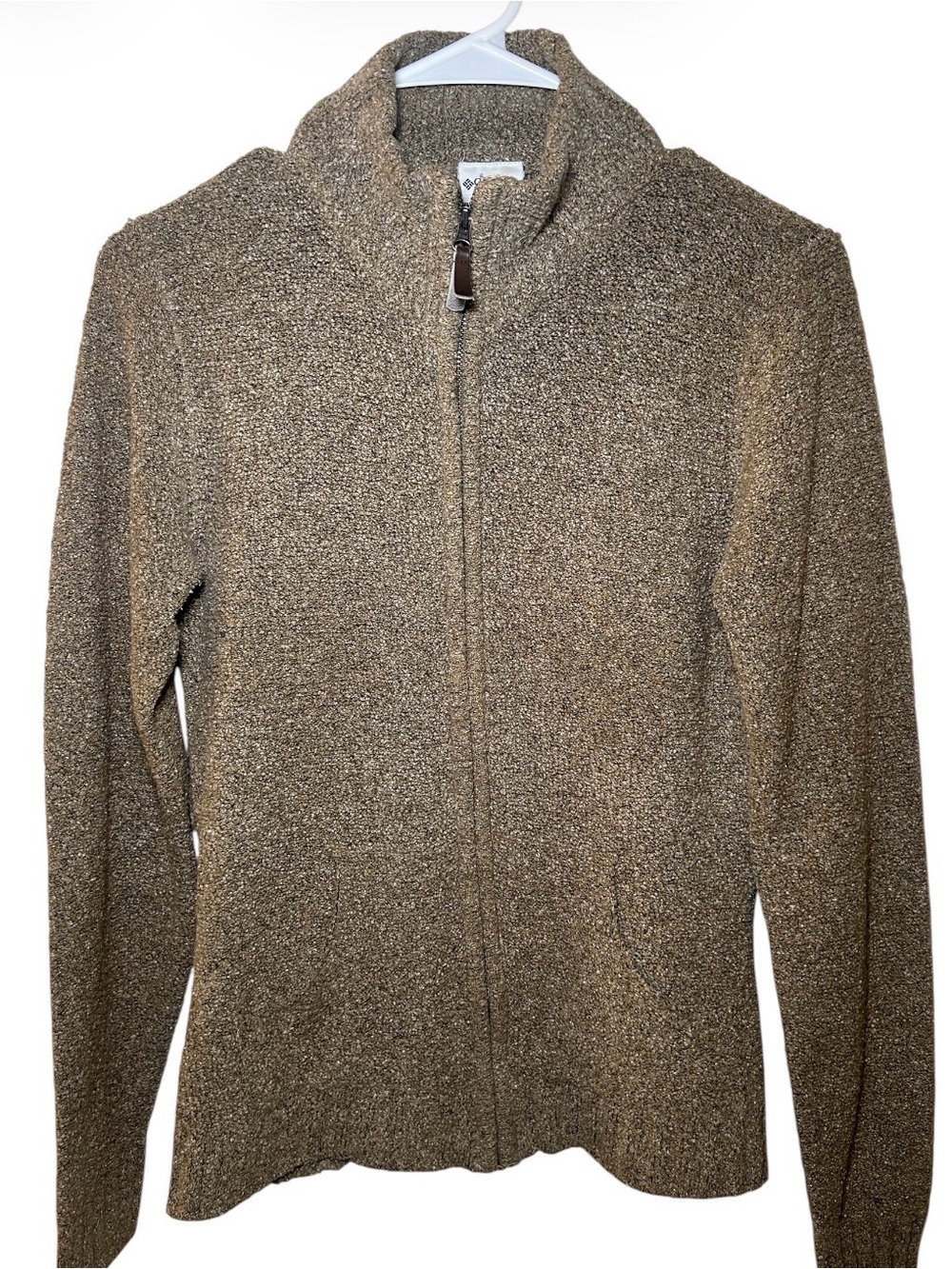Columbia Womens Warm Tan Brown Full-Zip Knit Sweater Winter Fall Outdoor Hike